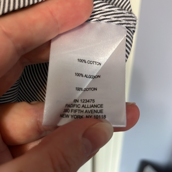 Women's Ellen Tracy Button-Down Blouse Office Shirt 3/4 Sleeve Striped Business - Picture 6 of 7